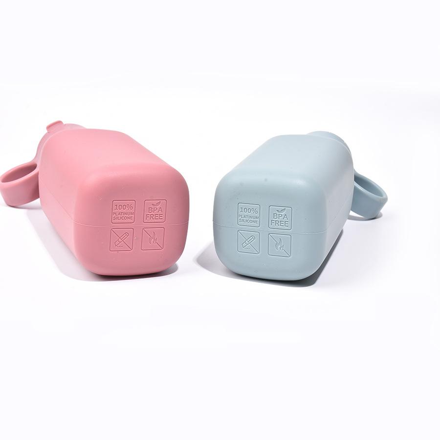 Custom Logo 450ML Portable Silicone Sippy Cup Cute Sports Inspired Drinking Water Bottle Straw School Feeding