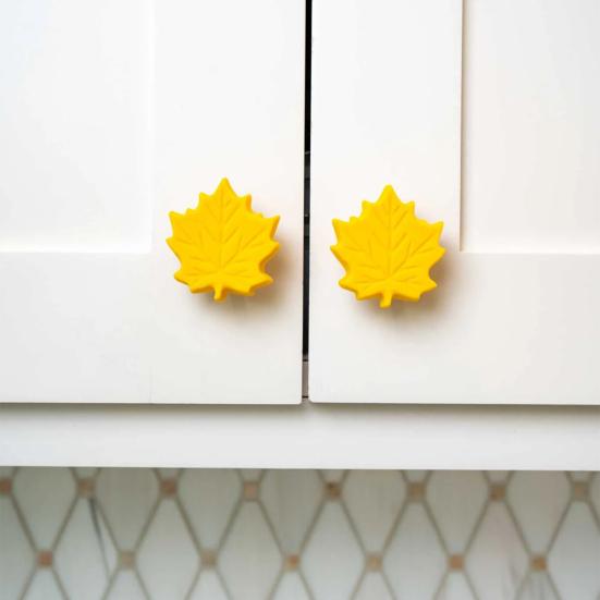2 Pcs Decorative Knob Covers Fall Leaf Stretch Over Hardware Decorations for Autumn Kitchen Bathroom Home Dressers Decor