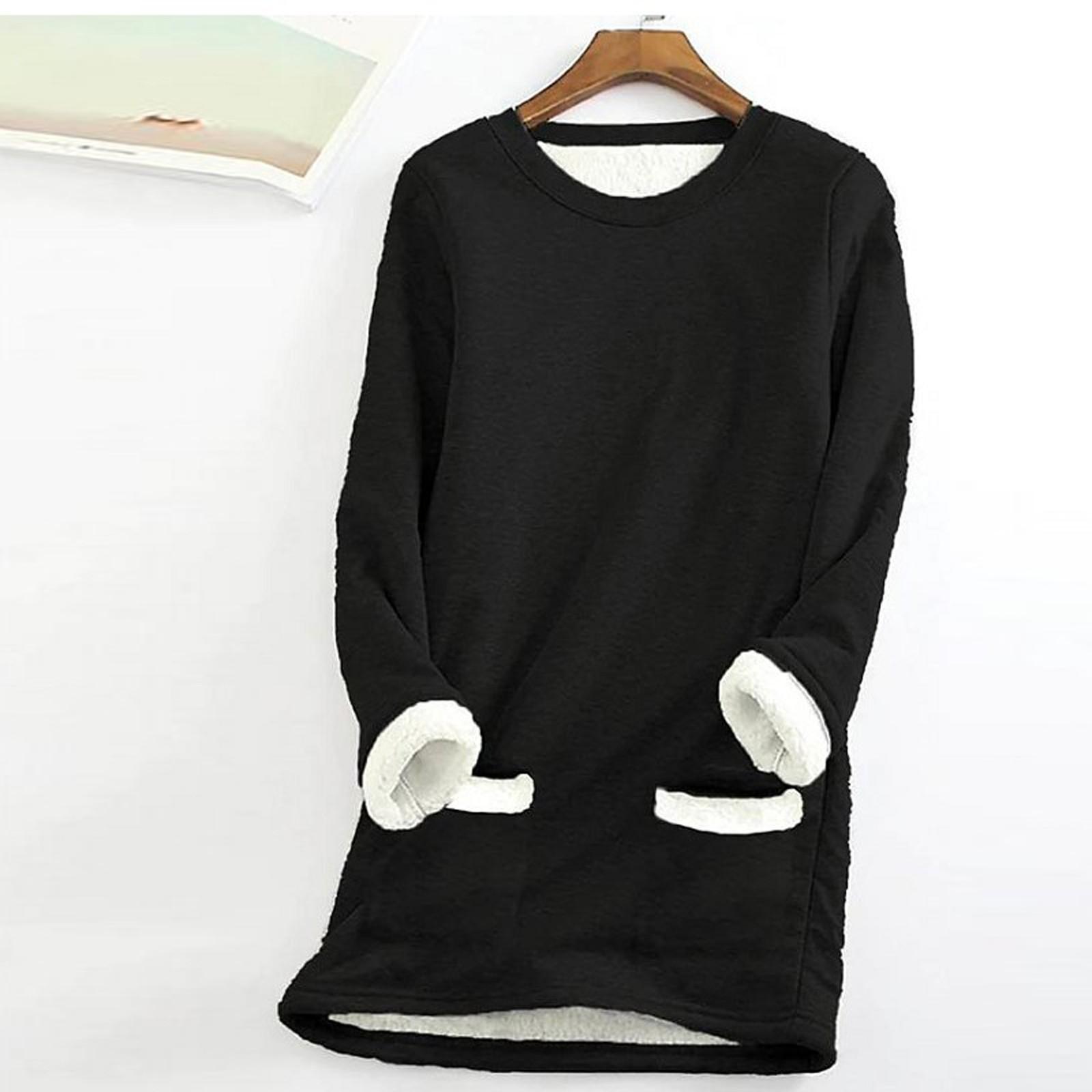 

Женская рождественская толстая флисовая толстовка с принтом, теплое нижнее белье, топ S чёрный