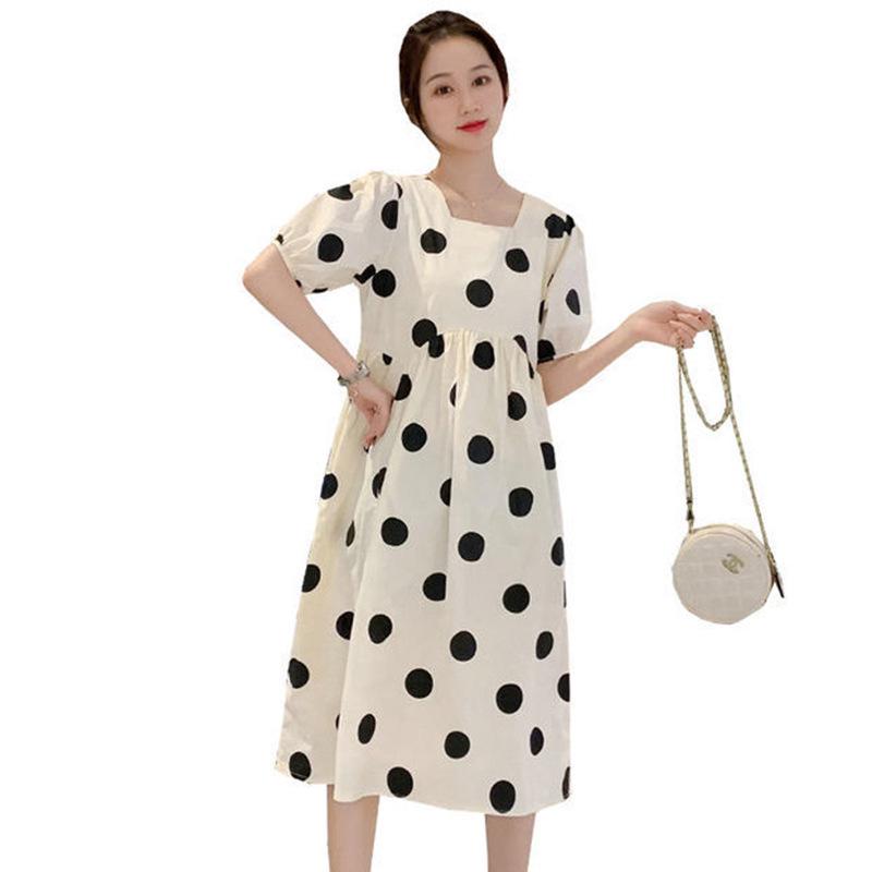 Fashionable Polka Dot Maternity Summer Dresses - High-End, Fresh, Loose, Medium-Length Skirts for Going Out