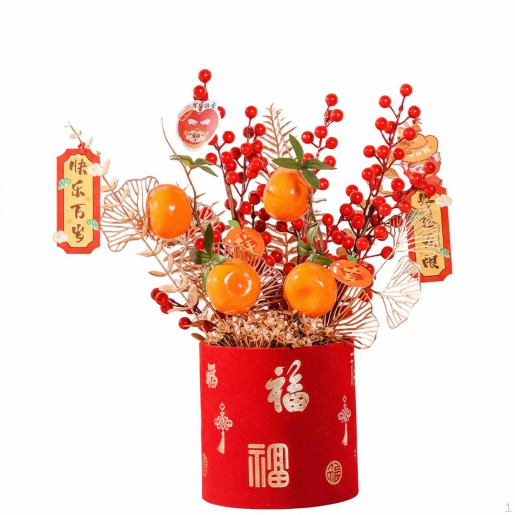 Chinese Year Blessing Container, DIY Kit, Faux Flower Decor, Resin, Home Decor