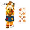 Harvest Festival Glass Stickers Fall Window Clings, Autumn Scarecrow Maple Leaf Stickers, Reusable Double-Sided Static Cling Film PVC Decals
