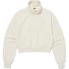 Solid Color Brand Logo High Neck Loose Half Zip Long Sleeve Cropped Sweatshirt Women Sweatshirt Cream NM5MQ82-B