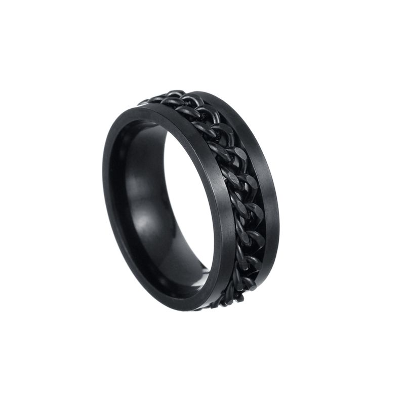 Ins Stainless Steel Rotatable Chain Link Men's Spinner Ring Couple Ring  Punk Women Man Corkscrew Ring   for Party Gift