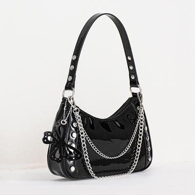 New Trend Handheld Bag Women's Black Rivet Butterfly Design Axillary Bags Chain Bags Fashion Leisure Shoulder Bags Commuter Bags