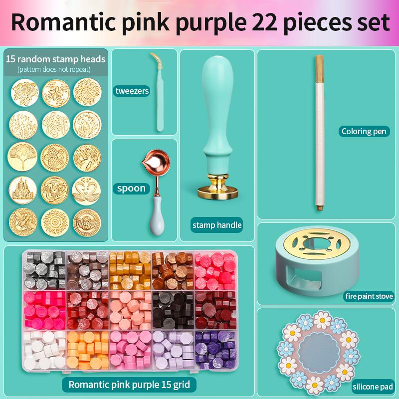 NEW Wax Seal Stamp Set Lacquered Stamp Sealing Wax Kit DIY Craft Supplies Scrapbooking Christmas Wedding Invitation Decoration
