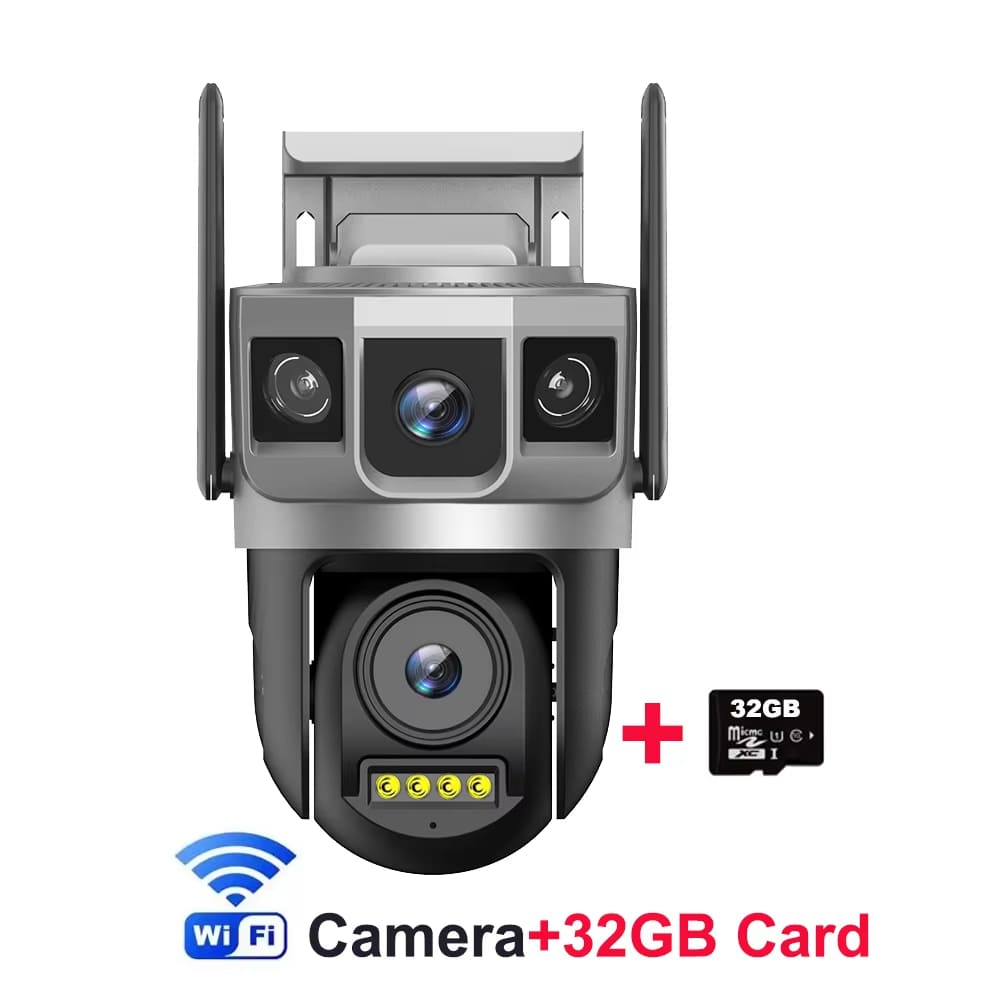 Telecamera IP 4G-SIM a doppio obiettivo da 12 MP 6K, triplo schermo, Wi-Fi, Smart Network, monitor wireless, protezione di sicurezza V380, telecamere CCTV per la casa