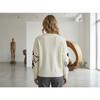 Women Loose Knit Long Sleeve Heart Jacquard Crew Neck Sweater