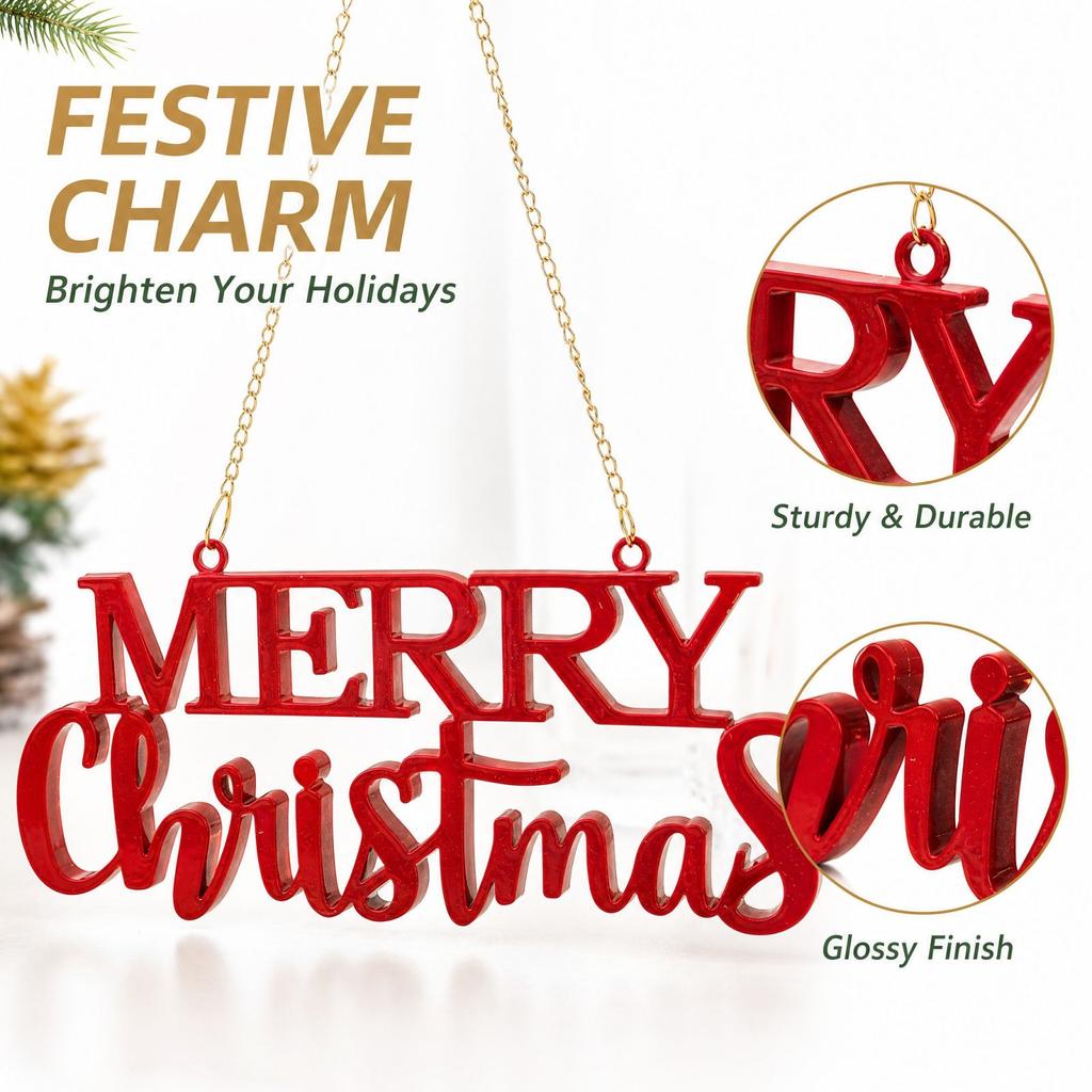 Christmas Plastic Hanging Ornaments, Assorted, Hat, Dog, Camera and Pointed House Shapes, Festive Holiday Tree Decorations