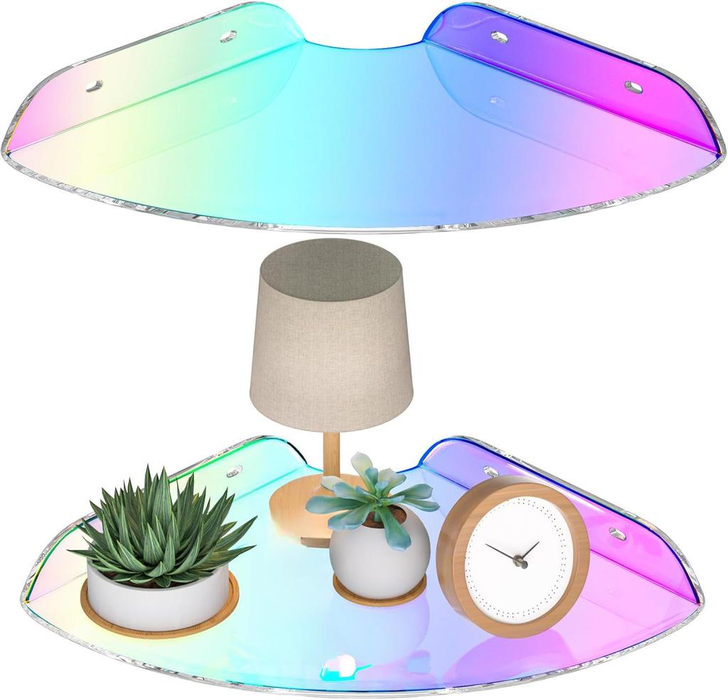 Clear Acrylic Corner Floating Shelves Set of 2 for Wall Storage SpaceSaving Transparent Display Shelves 9 5x9 5 Inches