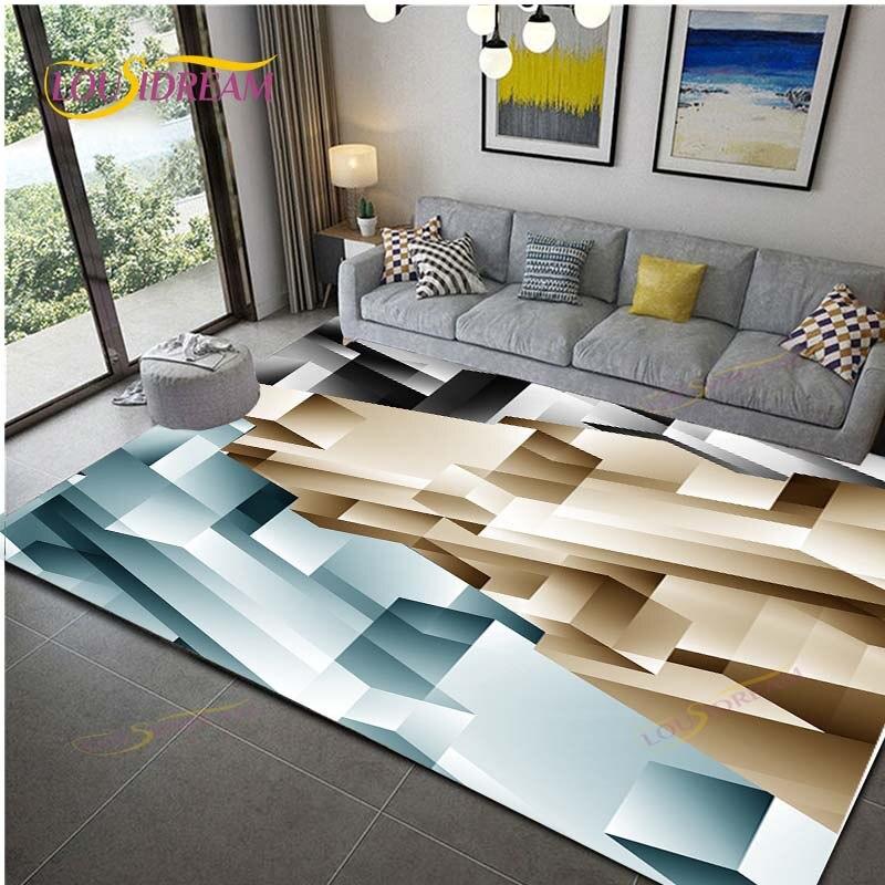 Geometric Carpet for Living Room Velvet Rug Kids Bedroom Bedside Rugs Soft Square Fluffy Carpets Home Sofa Table Decor Mat
