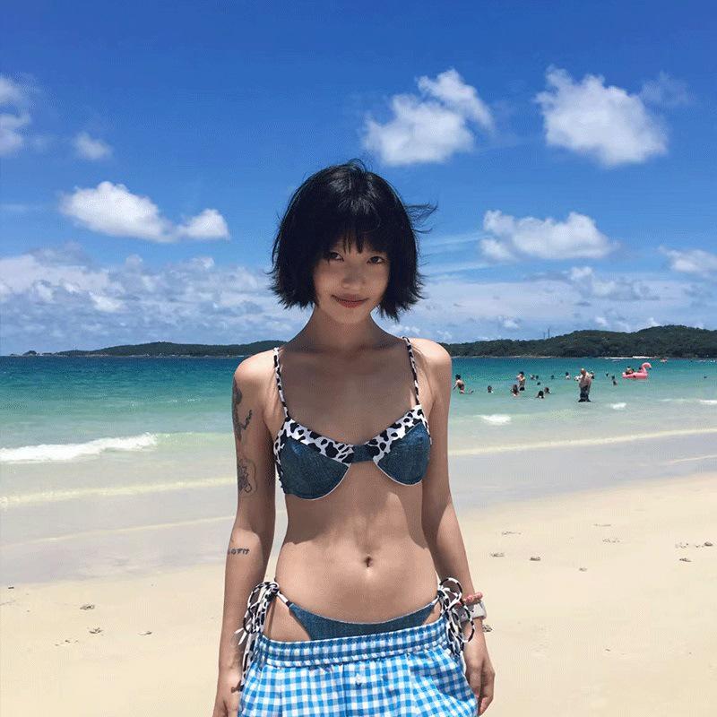 Summer 2025 Women's Denim Two-Piece Bikini - Sexy European American Style Swimwear