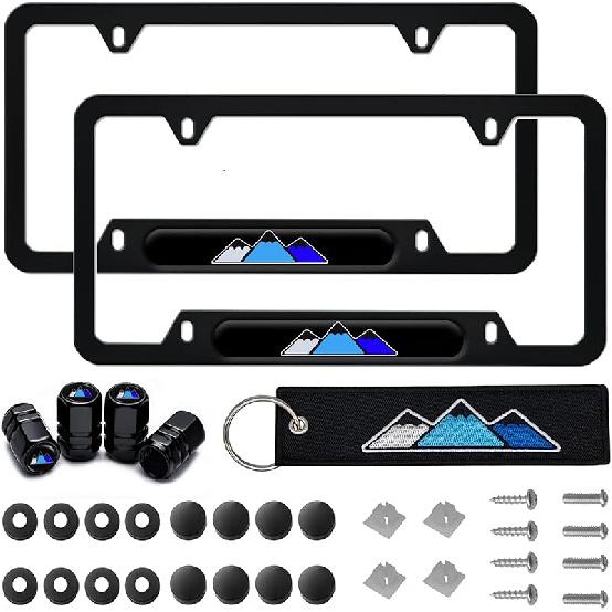 Tri-Color 3 Color Aluminum License Plate Frame Cover Holder Compatible With Toyota Vehicle Truck Trailer SUV. (White Gray-02)