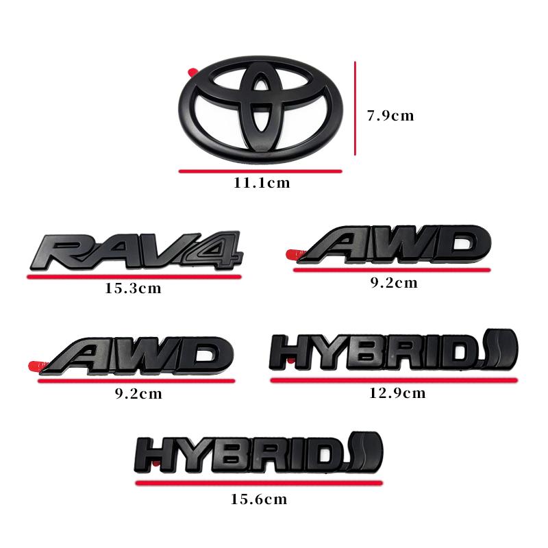 8 piezas de cubiertas ABS para RAV4, compatibles con Toyota RAV4 XLE AWD 2019-2023, en negro mate mixto, con emblema superpuesto