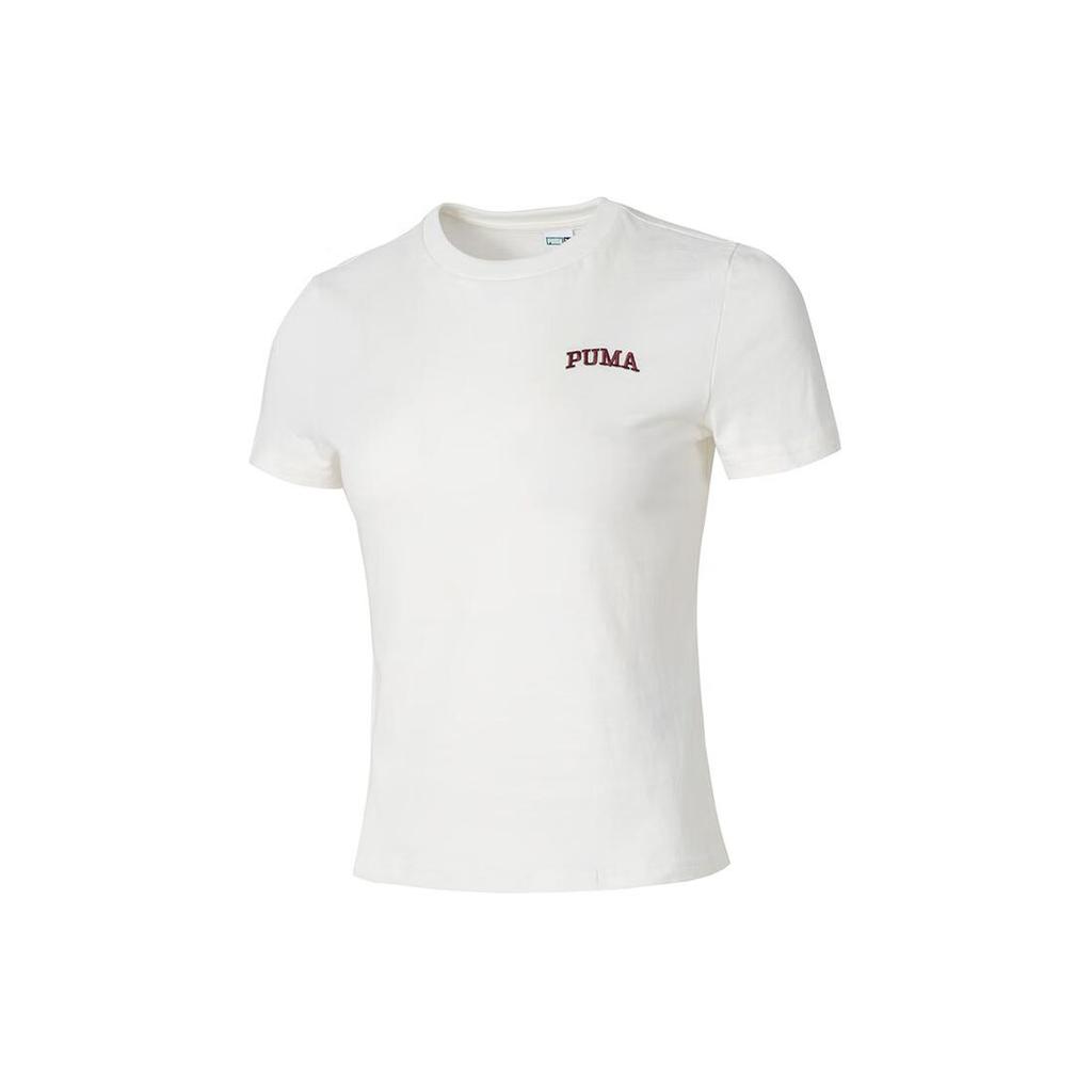 PUMA T Shirts Women's White Crew Neck Moderate Other 630356-65