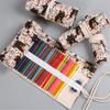 12/24/36/48 Holes Multifunctional Pencil Bag Canvas Pencil Case Lovely Animal Pencil Roll Canvas Pencil Wrap for Artists