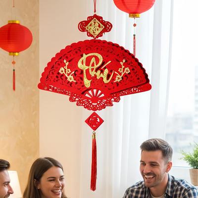 Chinese New Year Decorations New Year Good Luck Pendant 2026 Lunar Spring Festival Flocking Pendant For Home Office Car Door