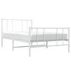 Vidaxl Metal Bed Frame with Headboard and Footboard, White, 100X190 Cm