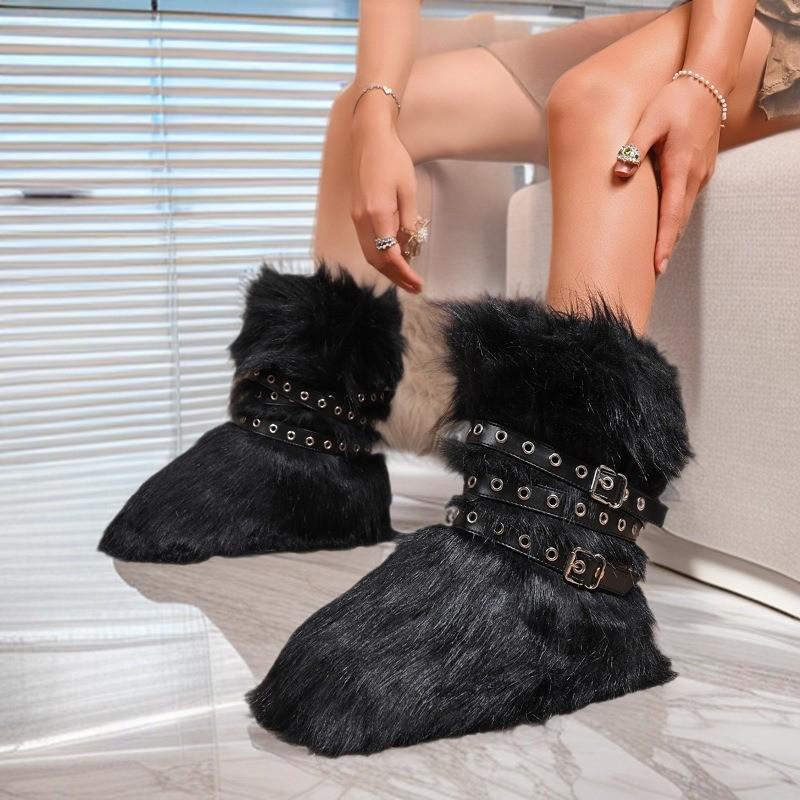 

Y2K High-Top Snow Boots: Spicy Girl Style with Buckle and Fur - 2025 Collection Size 42