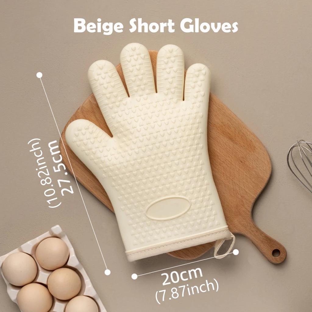 Anti-scald Thickened Silicone Gloves Heat Resistant Microwave  Oven Baking Gloves BBQ Gloves Anti-slip Heat Insulation Mitts