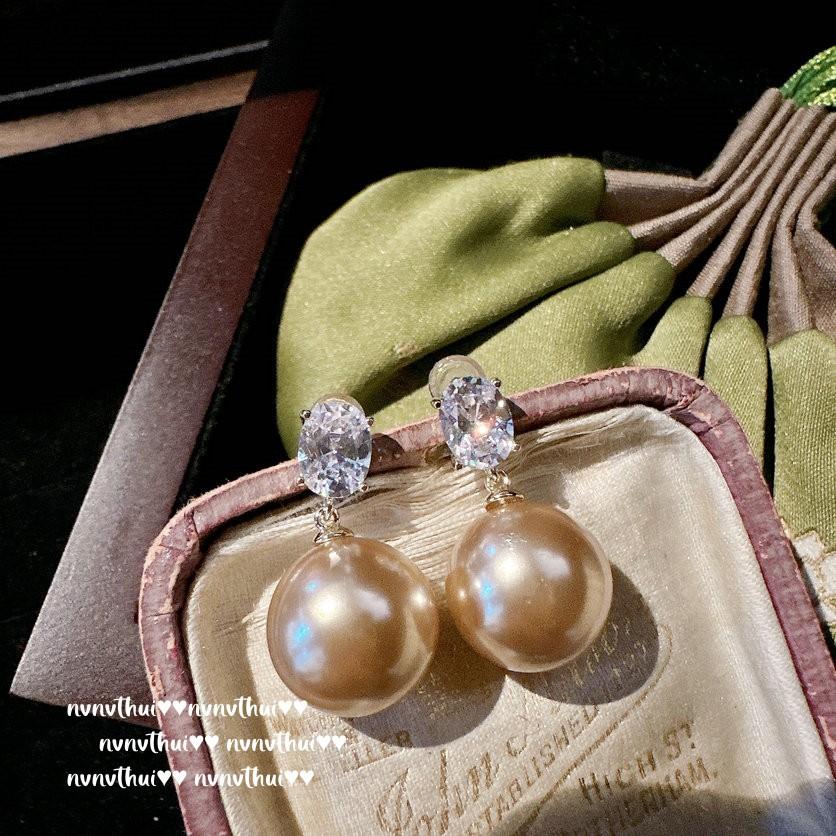 

Серьги с жемчугом и золотой ракушкой, винтажные толстые серьги с жемчугом и тигровым глазом, геометрические серьги