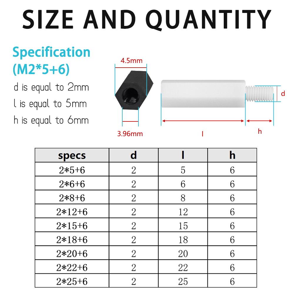 Nylon Hex Standoff Plastic PCB Motherboard Hexagon Male Female  Pillar Thread  Spacer Black White M2 M2.5 M3 M4