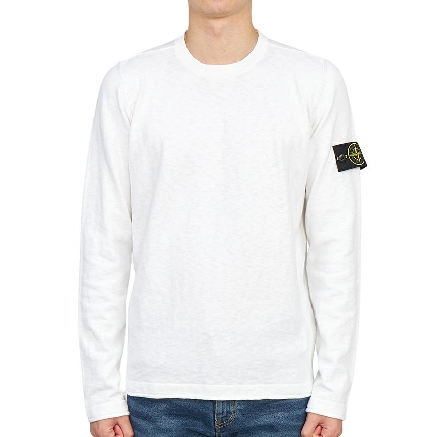 STONE ISLAND Ss23 Solid Logo Crew Neck Long Sleeve Sweatshirt Men Sweatshirt White 1015502B0-V0001
