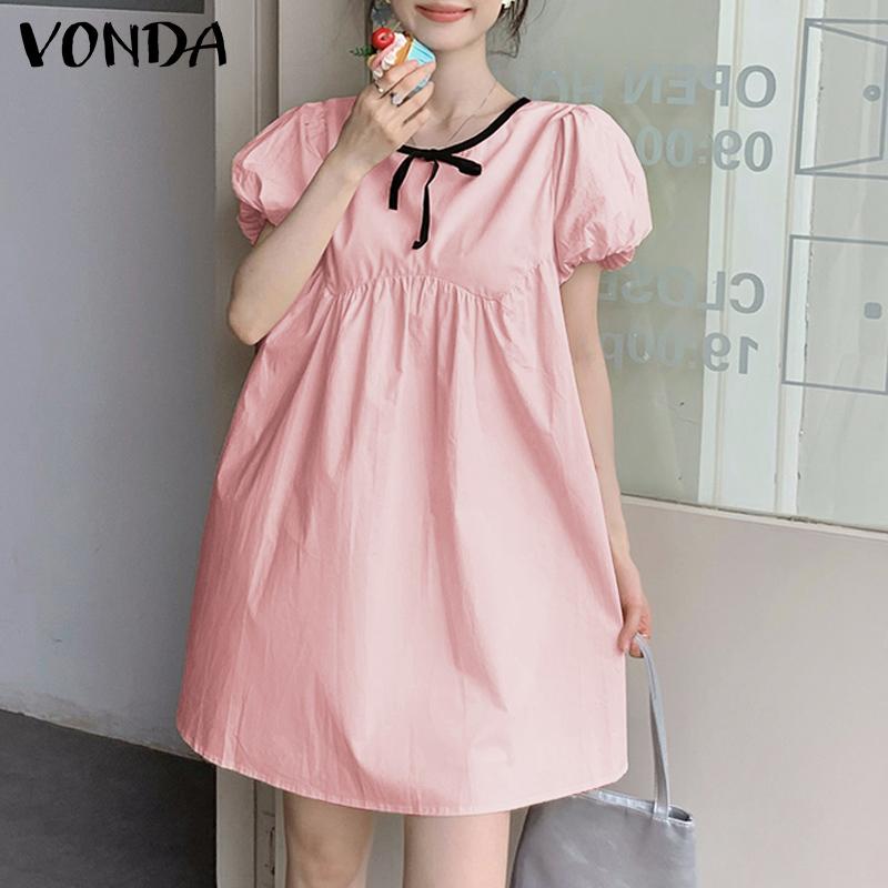 

VONDA Женские однотонные платья с круглым вырезом и коротким рукавом L жёлтый