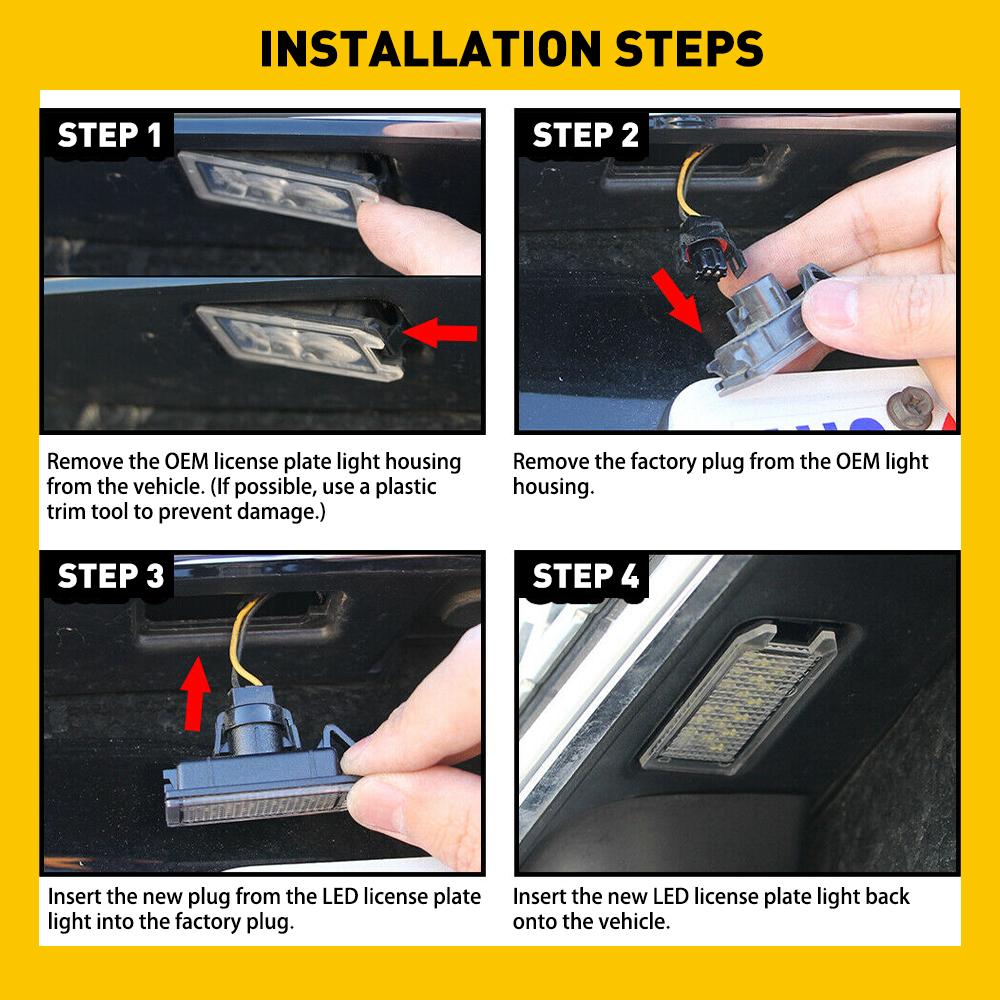 LED License Number Plate Light Bulb 6000K White for Fiat 500 2013-2019 For Dodge Viper 2015-2017 Jeep Grand Cherokee 2017-2025