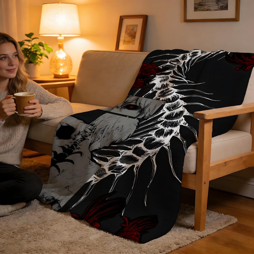 Throw High-Density Short Plush Blanket For Sofa Nap Air-Conditioned Room Soft Skin-Friendly Tokyo Ghoul