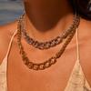 GEMCHIC Women's Exaggerated Chunky Chain Necklace Stainless Steel Gold Plated Geometric Statement Choker Fashion Jewelry
