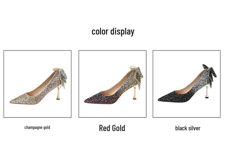 French Bow Gradient Sequin Crystal Socialite Wedding & Bridesmaid Heels