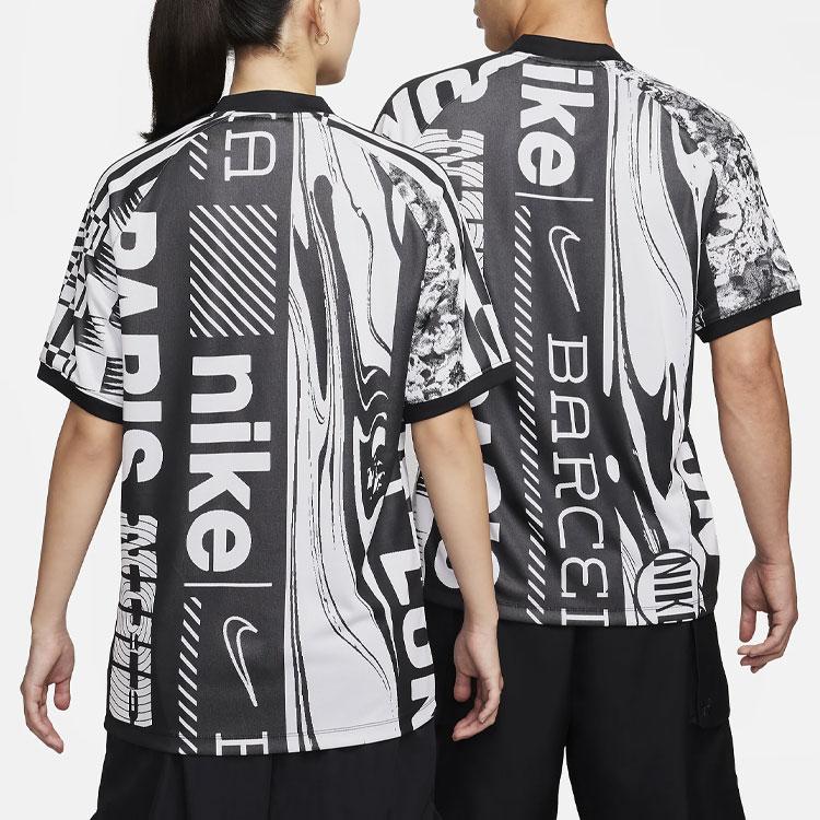 Nike Culture Of Football Graphic Print Short Sleeve T-Shirt Unisex Tops Black White FN2394-010
