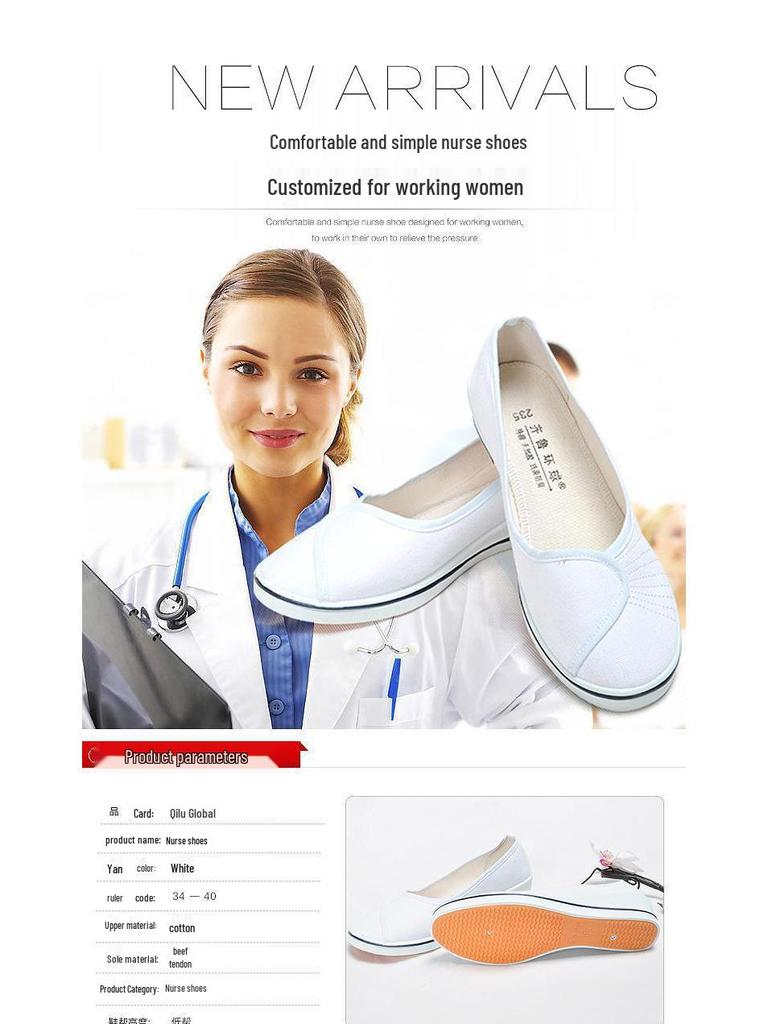 Comfortable Non-Slip White Nurse Shoes: Soft Sole, Low-Cut, Slip-On for Summer Work