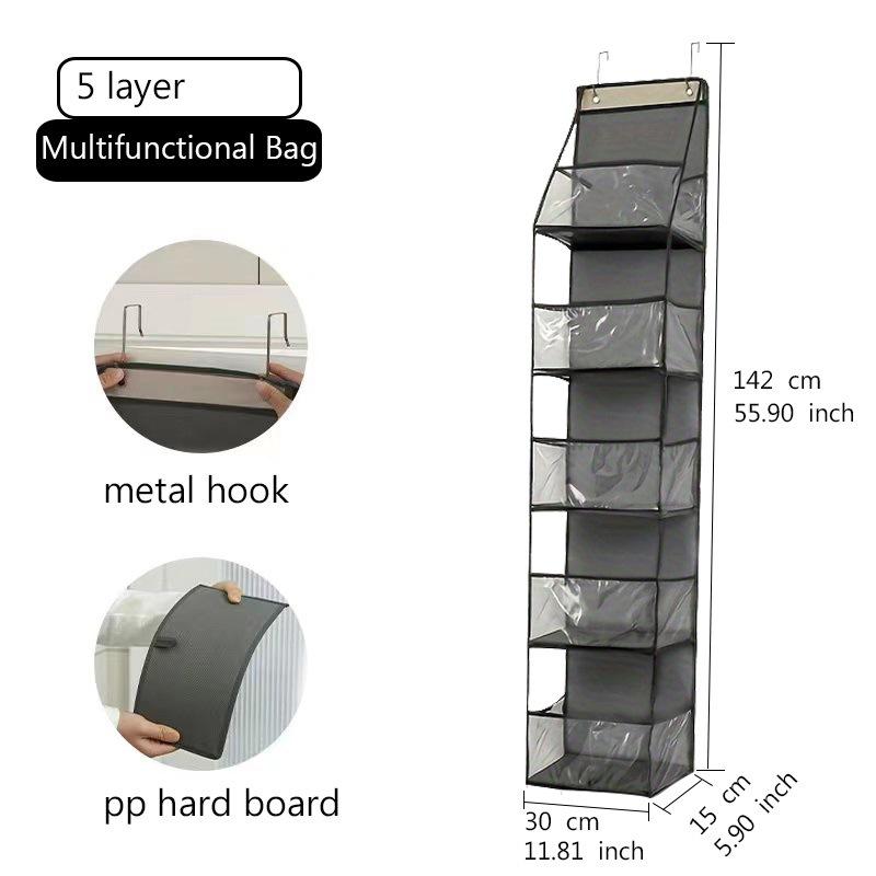 Waterproof Hanging Storage Bag: Wall-Mounted Organizer with Layers for Dorms and Bathrooms
