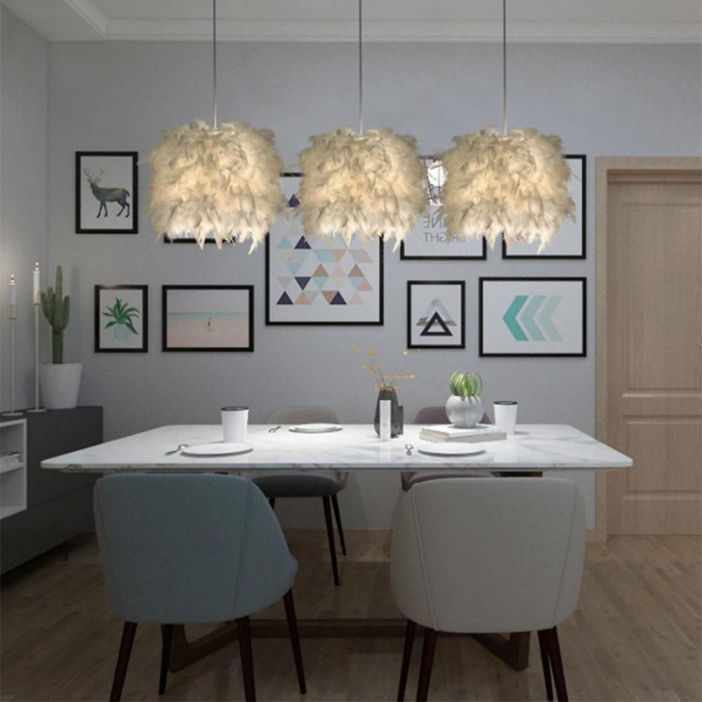 Modern Feather LED Pendant Light E27 Lamp Holder Fairy Hanging Lamps Goose Bedroom Dining Room Loft Ceiling Nordic Chandelier