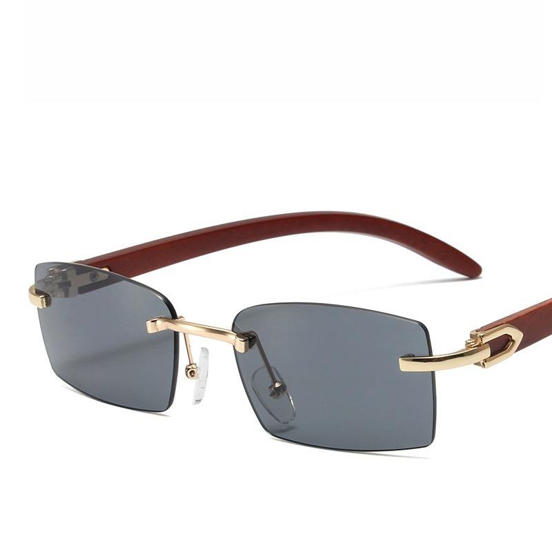 Rimless Rectangle Sunglasses For Women Fashion Vintage Trendy Small Frame Sun Glasses Frameless Eyewear Uv400