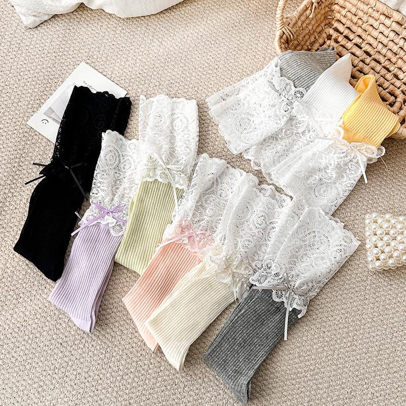 

Ballet Lace Frilly Mid-Calf Socks - JK Style Cotton with Bow Knot for Girls, Trendy Spring/Summer Wear One Size мятный зеленый