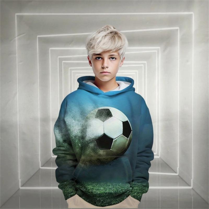 ETST0012 Kindermode Voetbal Hoodies Jongenskleding Kinder Hoodie Tops Sweatshirt Jongen Pullover Sport Voetbal Baby Kinderkleding 120CM