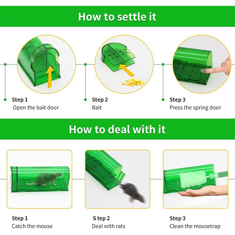 1pcs Human Mouse Traps Reusable Indoor Outdoor Mouse Trap with Cage Brush Rodent Trap High Sensitive Death for Indoor/Outdoor