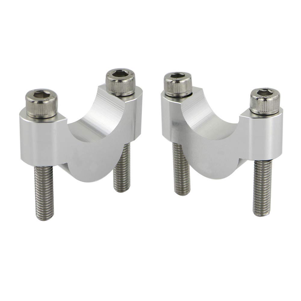 22.2mm Handlebar Risers (No Clamps) for V-Strom, CRF250L, Z125, DRZ400, FZ16, TT-R230, R1150GS, Grom, MSX125, Etc. (20mm, Silver)