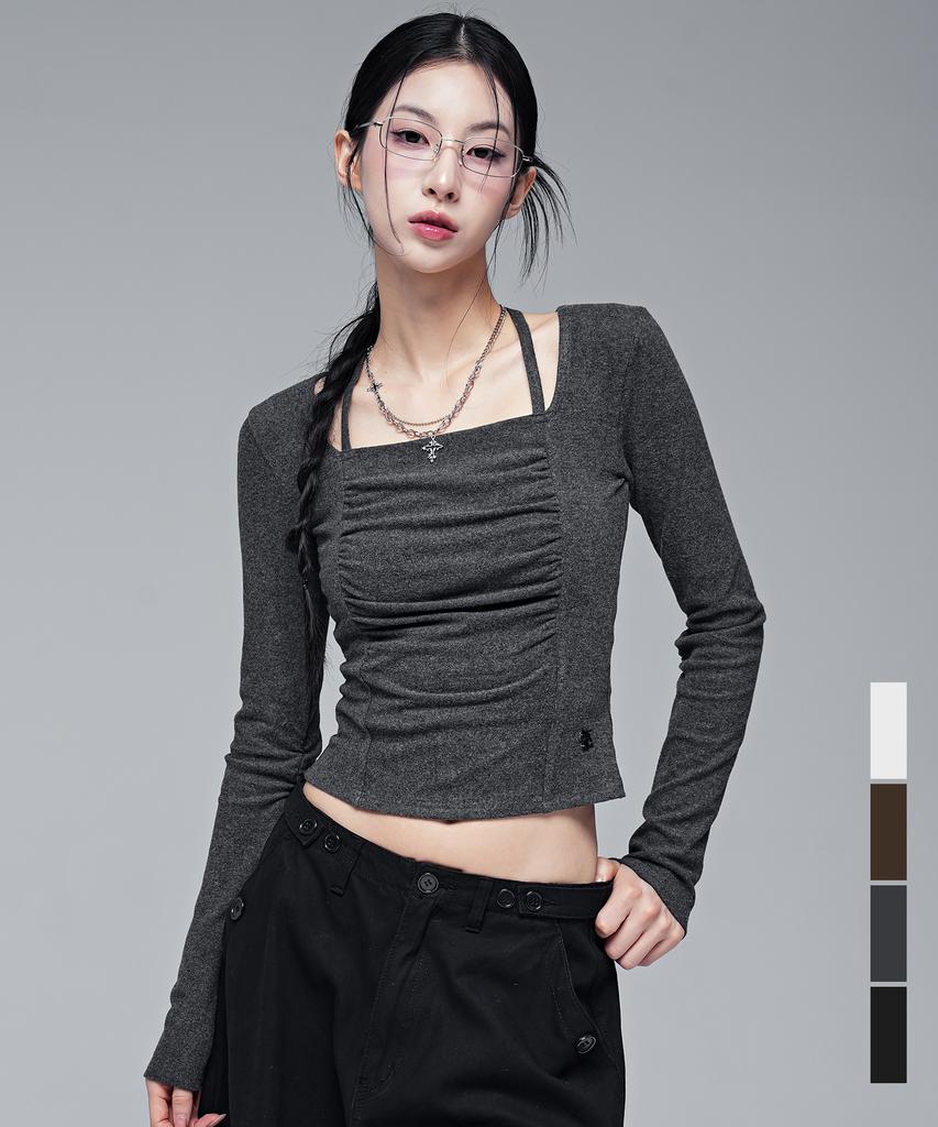 AVANDRESS Weds Shirring Halter Tee_4Col