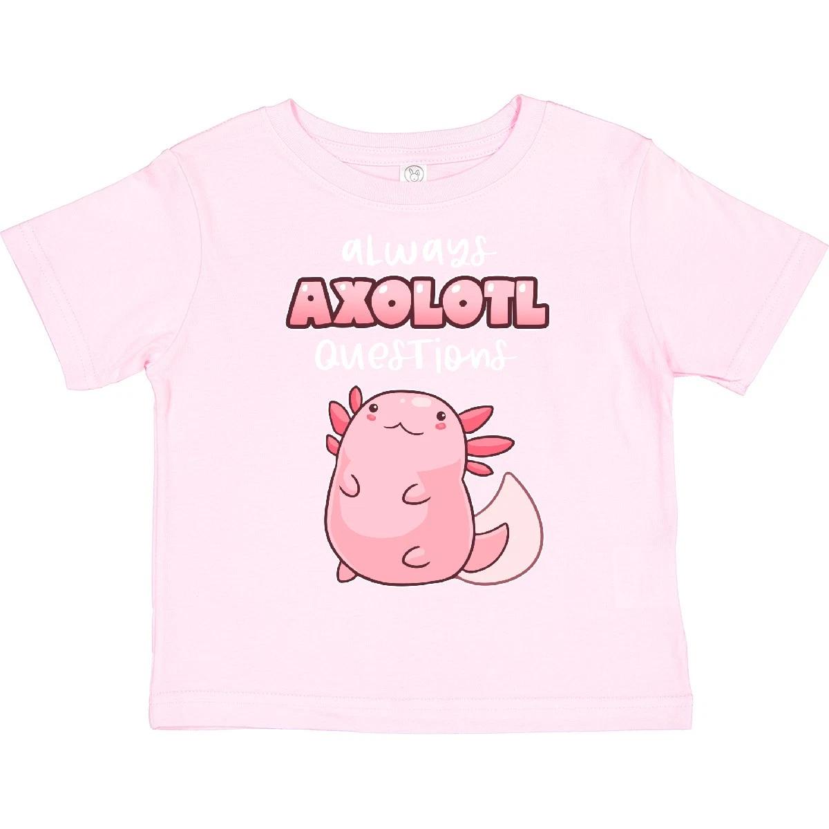 Inktastic Always Axolotl Questions Cute Curious Axolotl Toddler kids boys T-Shirt Animals 110