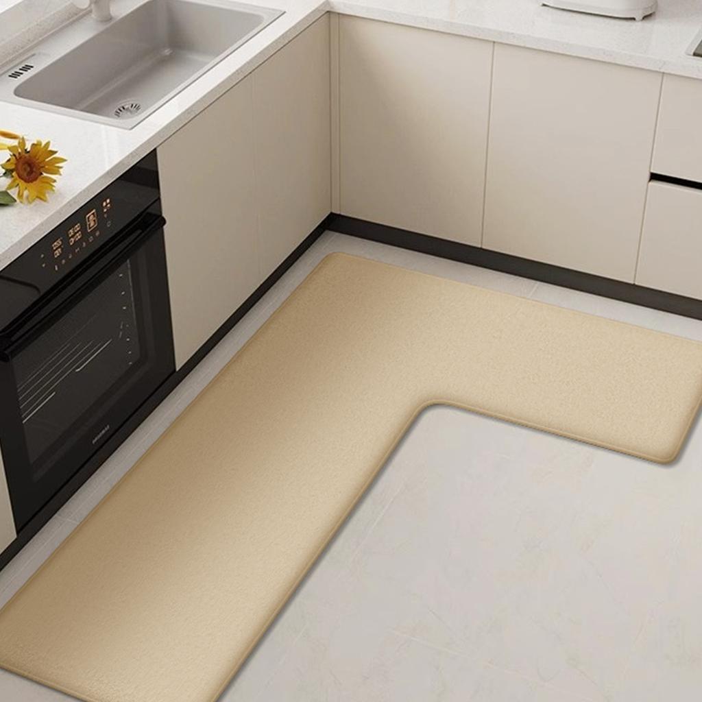 Flannel kitchen L-shaped thickened absorbent floor mat household non-slip anti-fall mat dirt-resistant oil-absorbing foot mat