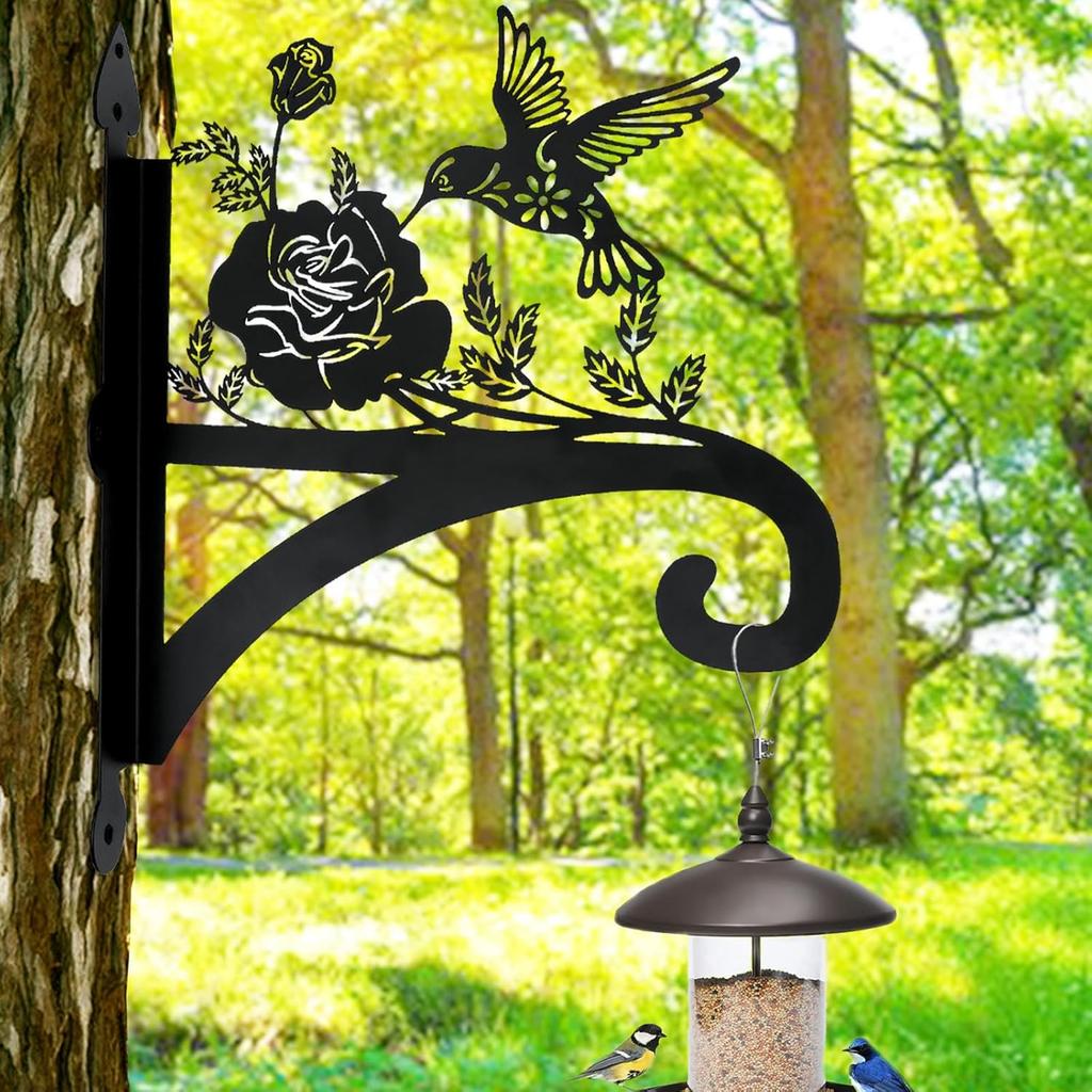 Hanging Plant Hanger Bracket Plant Hooks for Hanging Baskets Heavy Duty Decorative Hummingbird Silhouette Wall Mounted Hanging Plant Hangers Outdoor