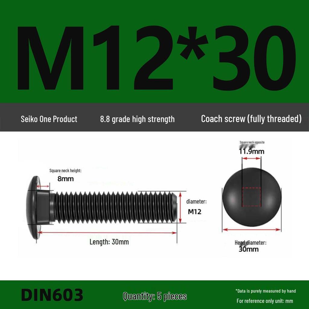 High-Strength Grade 8.8 Carriage Bolts: Round Head, Square Neck, M6-M16 Sizes for Shelf and Bridge Frames