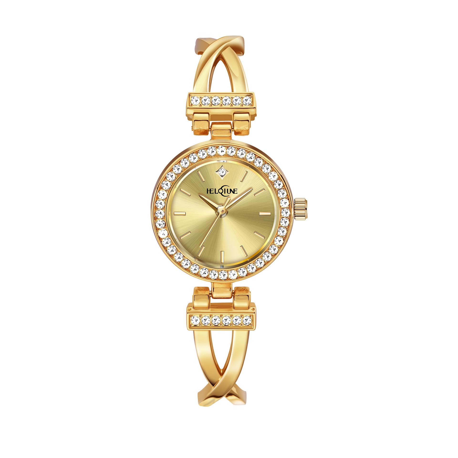 

Heloiune Rhinestone Luxury Ladies Watch Brick Ring Fashion Temperament Women S Watch Quartz Watch