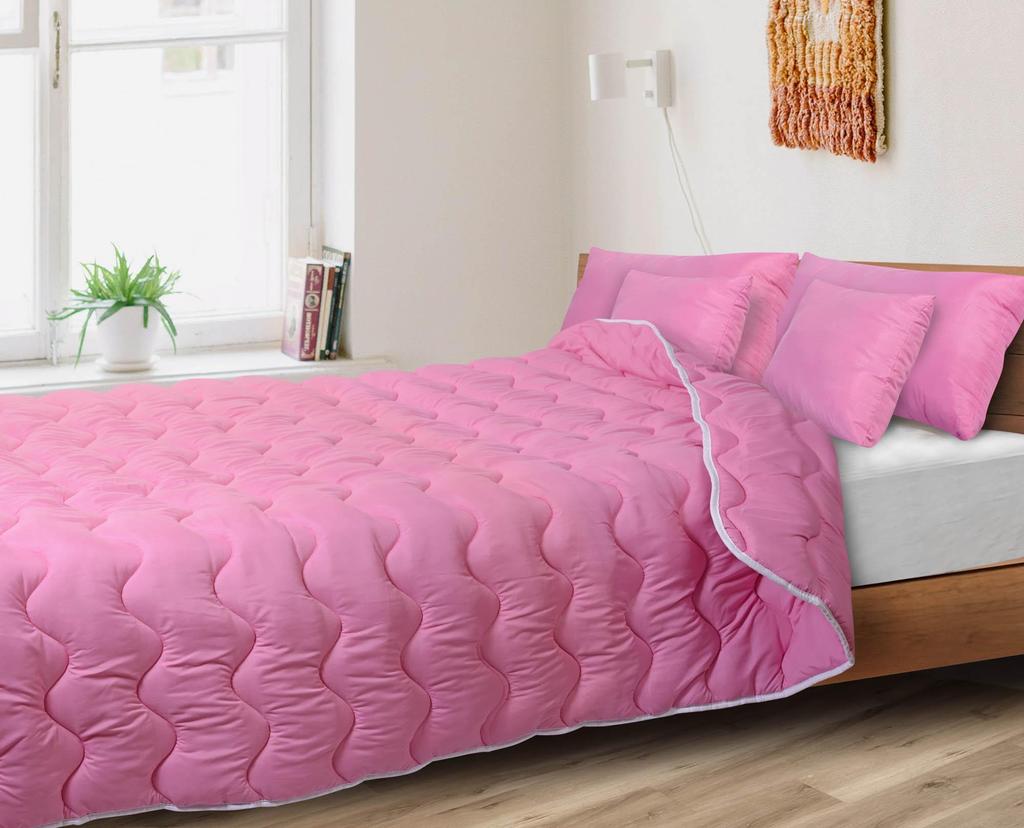 All-Year Quilt Anti-Allergic Microfiber Pink Silicone Various Sizes
