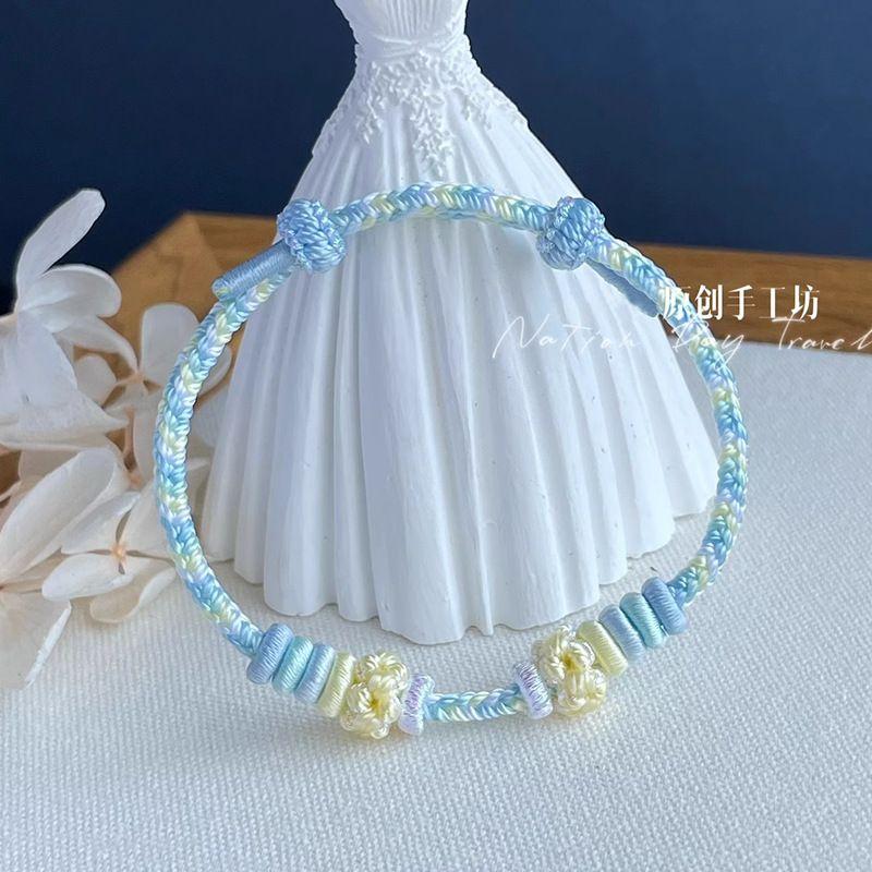 Hand-Woven Peach Blossom Carrying Strap Wearable Gold Lucky Beads Braided Rope Semi-Finished DIY Lucky Red Rope Bracelet for Women