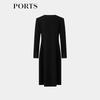 PORTS Women's Long-Sleeve Round Neck Mid-Length Wool Blend Coat